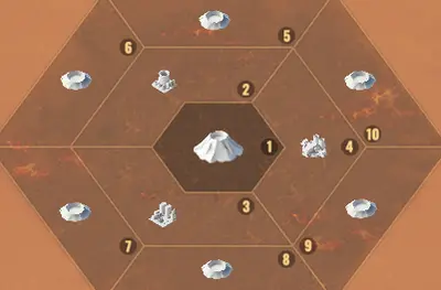 Volcano War Command map showing Blackridge Volcano core and buildings